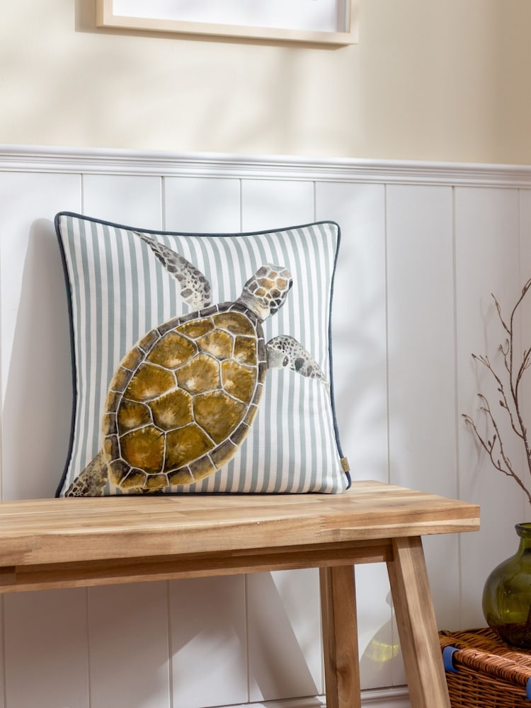 Evans Lichfield Multicolour Salcombe Turtle Piped Cushion - Image 1 of 6