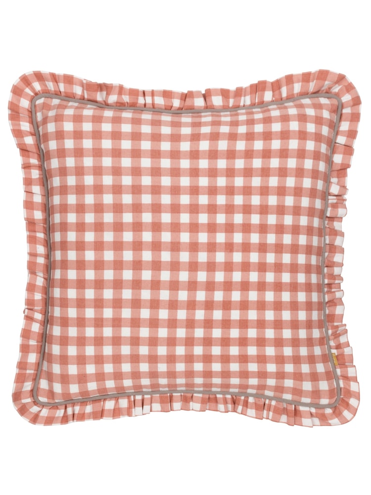 Furn 100% Cotton Maude Gingham Reversible Piped Cushion - Imagen 2 de 6