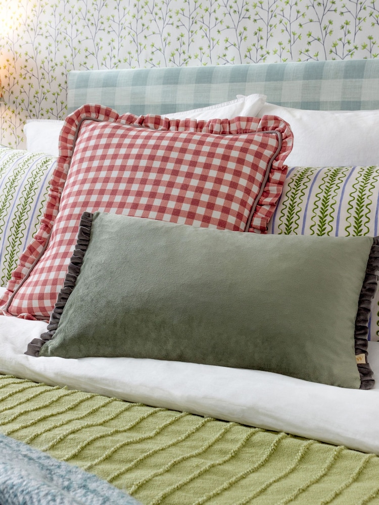 Furn 100% Cotton Maude Gingham Reversible Piped Cushion - Imagen 6 de 6