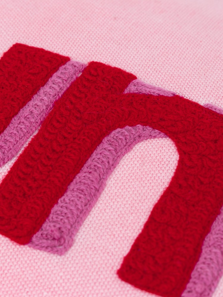 Furn Pink 100% Cotton Sunday Embroidered Cushion - Image 5 of 5