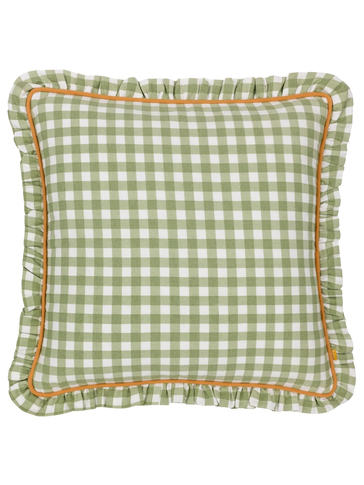 Furn 100% Cotton Maude Gingham Reversible Piped Cushion - Image 1 of 4
