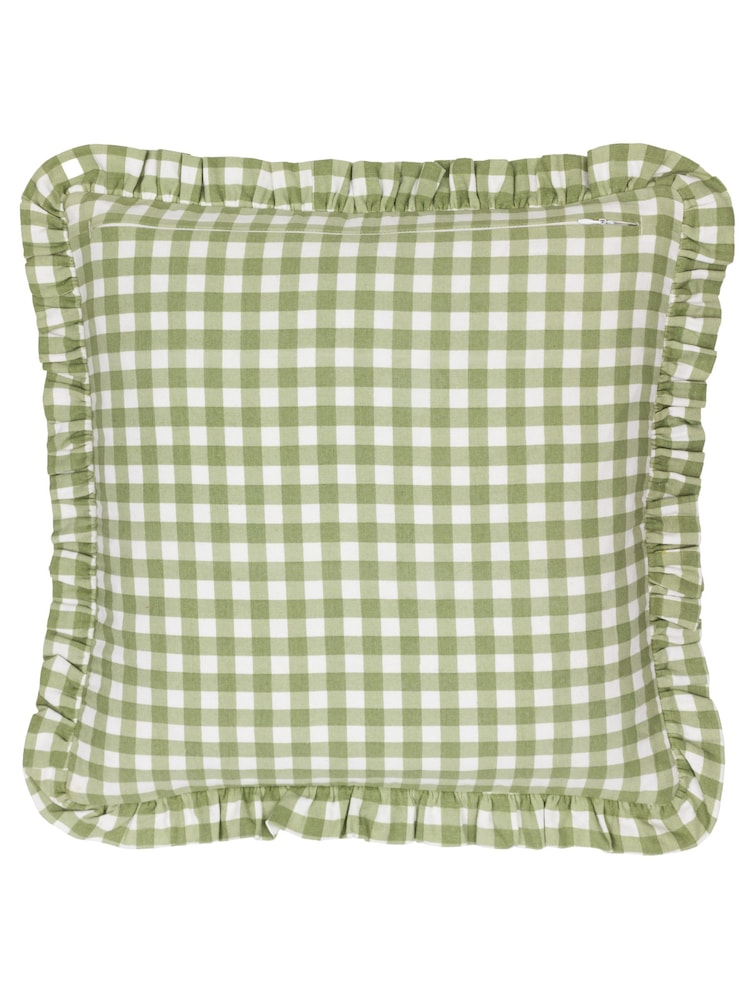 Furn Sage 100% Cotton Maude Gingham Reversible Piped Cushion - Image 2 of 4 Furn Sage 100% Cotton Maude Gingham Reversible Piped Cushion - Image 2 of 4