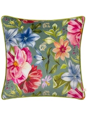 Wylder Teal Nectar Garden Petunia Floral Cushion - Image 1 of 4