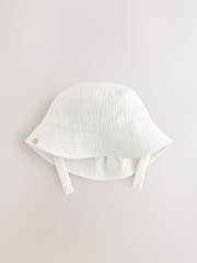 White 100% Cotton Baby Woven Bucket Hat - Image 1 of 3