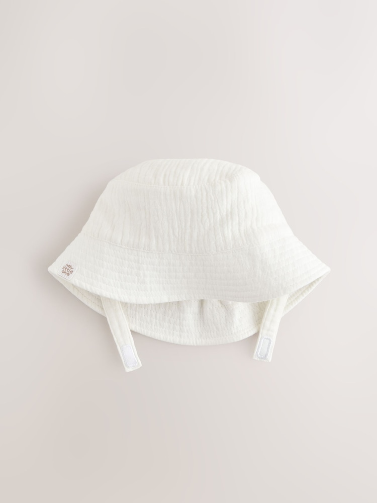 White 100% Cotton Baby Woven Bucket Hat - Image 1 of 3