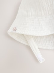 White 100% Cotton Baby Woven Bucket Hat - Image 2 of 3