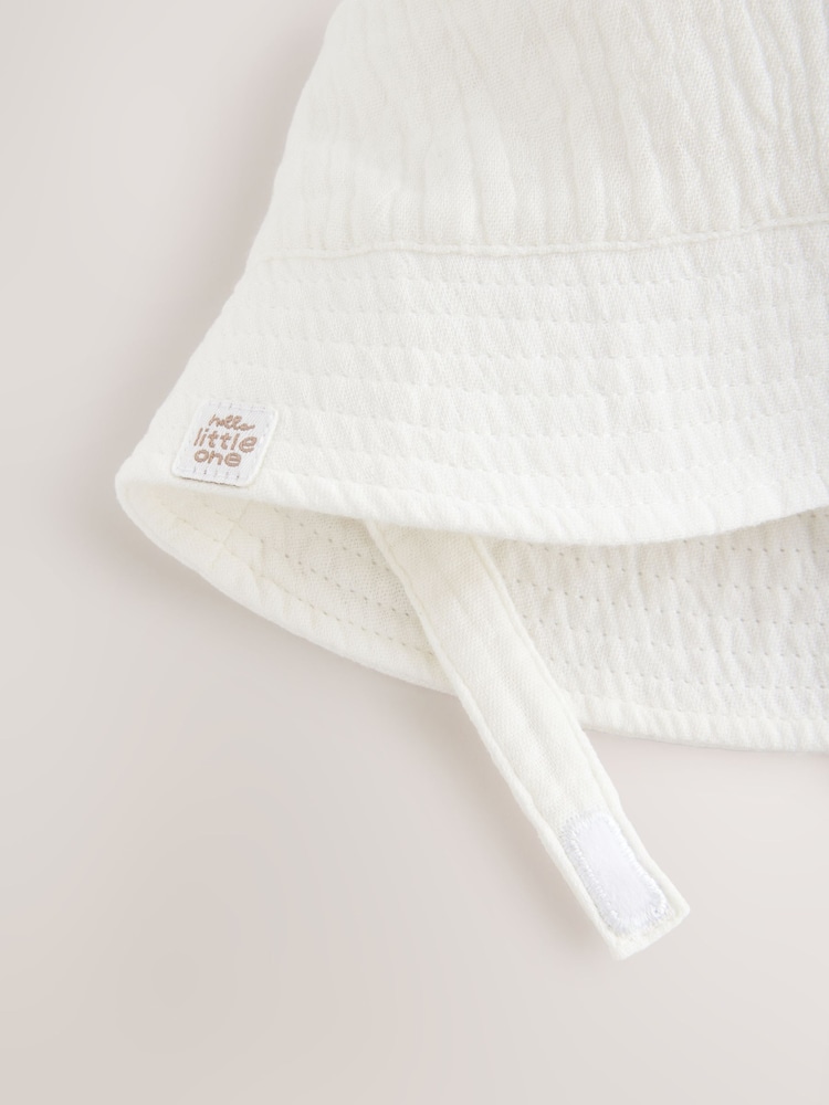 White 100% Cotton Baby Woven Bucket Hat - Image 2 of 3