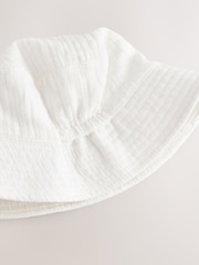White 100% Cotton Baby Woven Bucket Hat - Image 3 of 3