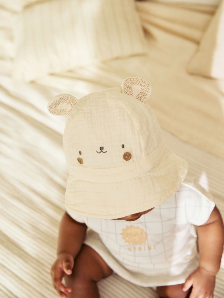 Neutral Bear 100% Cotton Baby Woven Bucket Hat - Image 2 of 2