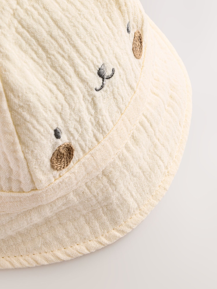Neutral Bear 100% Cotton Baby Woven Bucket Hat - Image 5 of 5