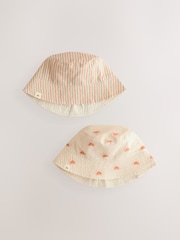 Neutral Stripe And Sun Baby Bucket Hats 2 Pack - Image 1 of 5