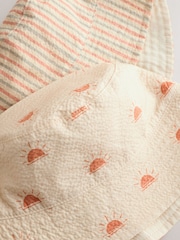 Neutral Stripe And Sun Baby Bucket Hats 2 Pack - Image 4 of 5