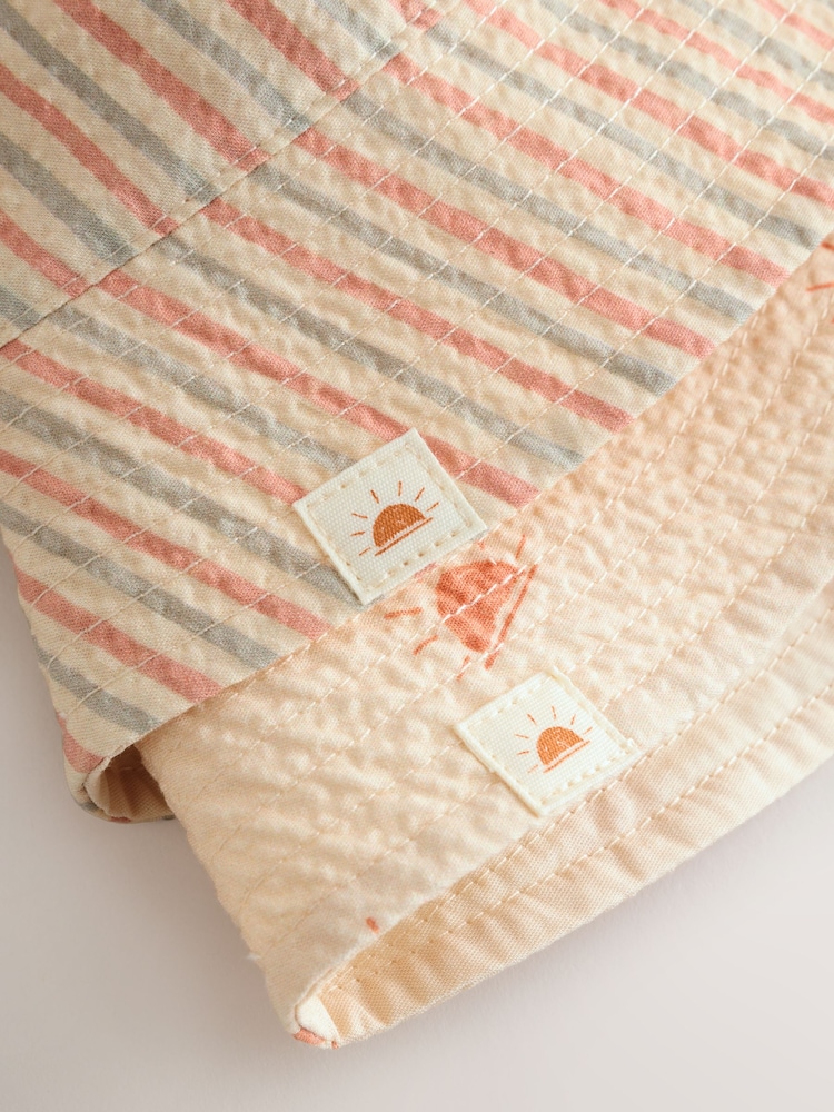 Neutral Stripe And Sun Baby Bucket Hats 2 Pack - Image 5 of 5