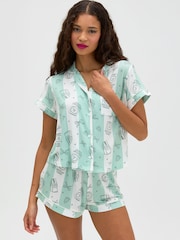 Boux Avenue Green Coffee Striped Short Pyjamas Set - Image 2 of 6