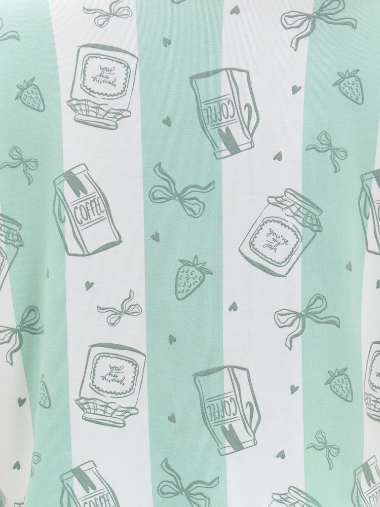 Boux Avenue Green Coffee Striped Short Pyjamas Set - Image 6 of 6 Boux Avenue Green Coffee Striped Short Pyjamas Set - Image 6 of 6