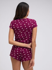Boux Avenue Purple Bow Ribbed Short Pyjamas Set - Image 3 of 6