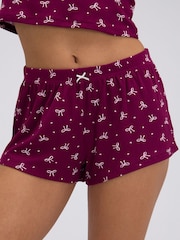 Boux Avenue Purple Bow Ribbed Short Pyjamas Set - Image 5 of 6