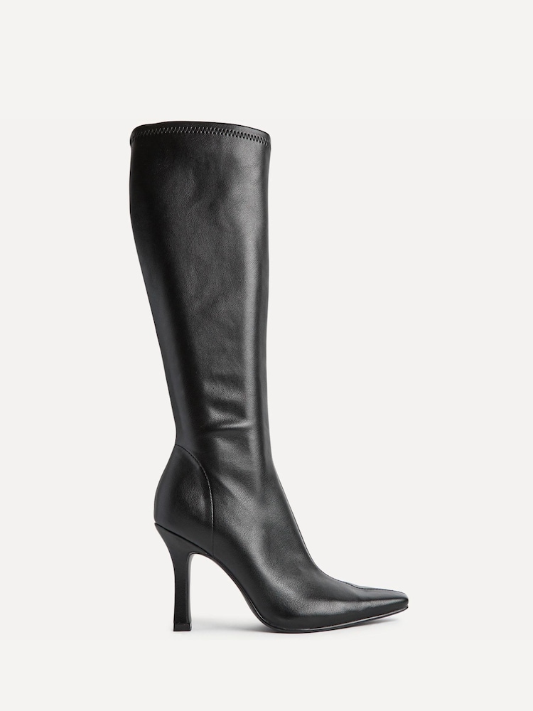 Linzi Black PU Alexia Stretch High Leg Boots - Image 2 of 5 Linzi Black PU Alexia Stretch High Leg Boots - Image 2 of 5