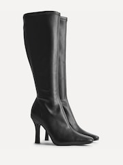 Linzi Black PU Alexia Stretch High Leg Boots - Image 3 of 5