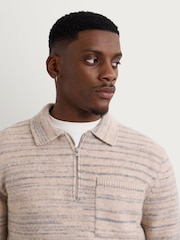 Wax London Alpha Zip Long Sleeve Space Dye Polo Shirt - Imagen 4 de 4