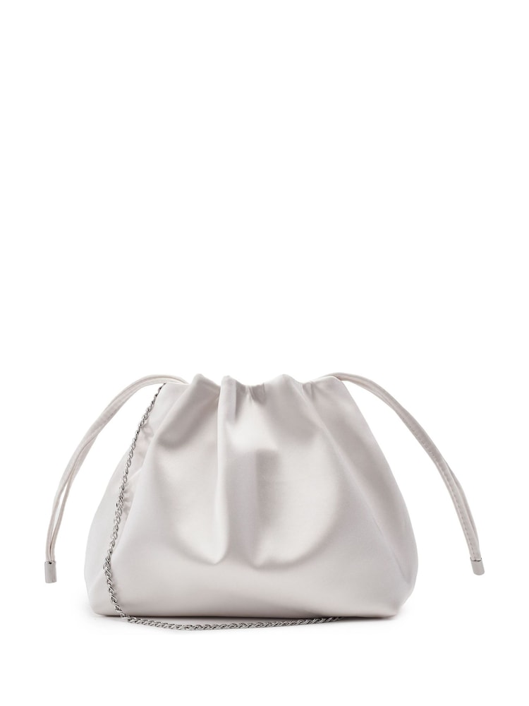 Moda in Pelle White Lotty Ruched Bucket Shoulder Bag - Image 1 of 4