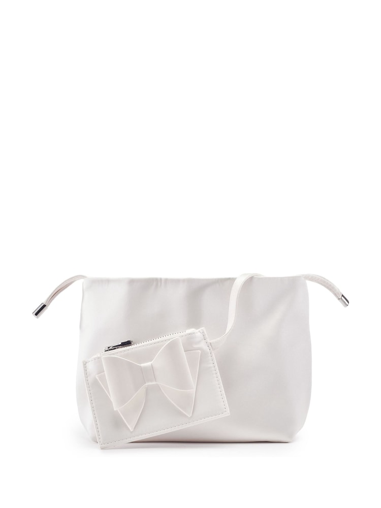 Moda in Pelle White Lotty Ruched Bucket Shoulder Bag - Image 2 of 4