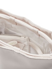 Moda in Pelle White Lotty Ruched Bucket Shoulder Bag - Image 3 of 4