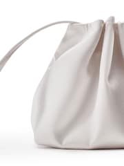 Moda in Pelle White Lotty Ruched Bucket Shoulder Bag - Image 4 of 4
