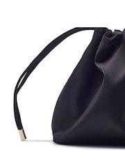 Moda in Pelle Black Lotty Ruched Bucket Shoulder Bag - Image 2 of 4