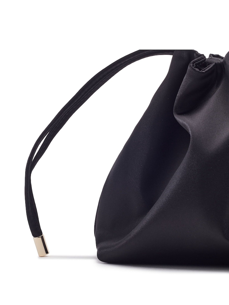 Moda in Pelle Black Lotty Ruched Bucket Shoulder Bag - Image 2 of 4