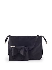 Moda in Pelle Black Lotty Ruched Bucket Shoulder Bag - Image 4 of 4
