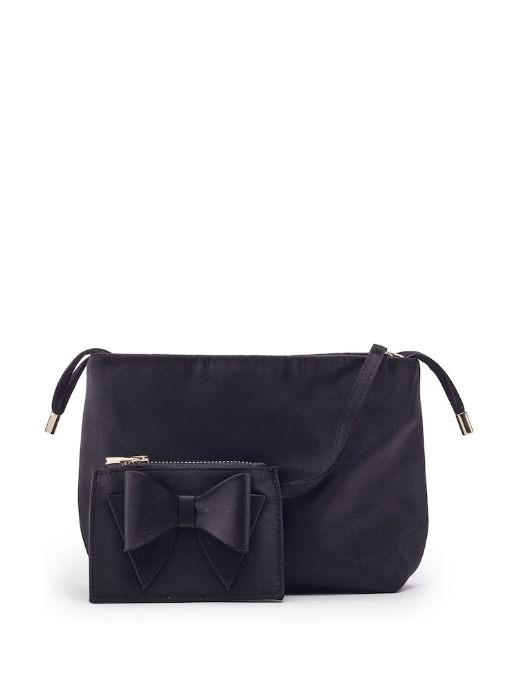 Moda in Pelle Black Lotty Ruched Bucket Shoulder Bag - Image 4 of 4