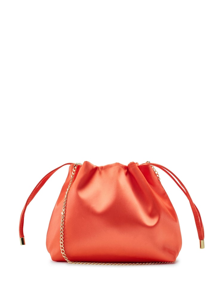 Moda in Pelle Orange Lotty Ruched Bucket Shoulder Bag - Image 1 of 3 Moda in Pelle Orange Lotty Ruched Bucket Shoulder Bag - Image 1 of 3