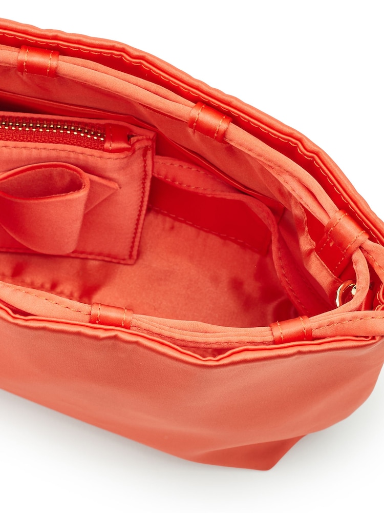 Moda in Pelle Orange Lotty Ruched Bucket Shoulder Bag - Image 3 of 3 Moda in Pelle Orange Lotty Ruched Bucket Shoulder Bag - Image 3 of 3