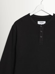 Negro - Wax London Caleb Waffle Henley Sweat Top - Imagen 3 de 3