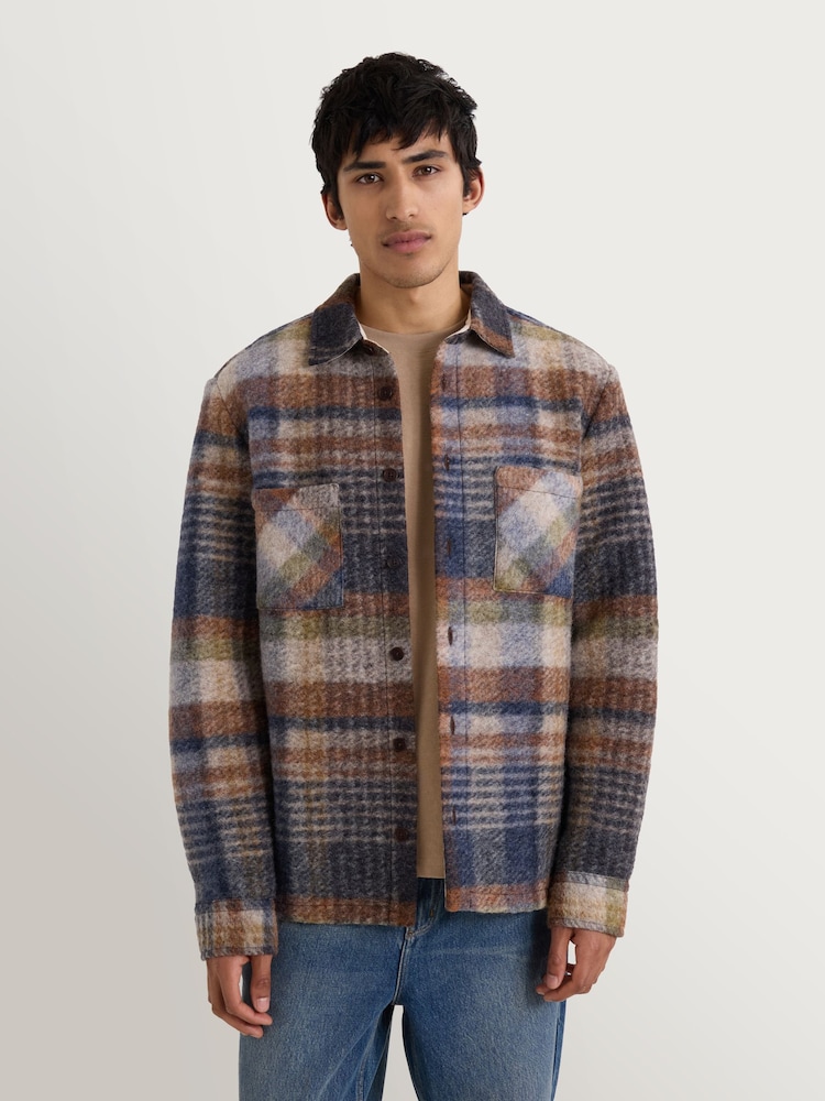 Wax London Whiting Ari Wool Blend Check Overshirt - Imagen 1 de 4