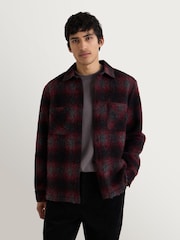 Wax London Red Whiting Overshirt Elm Wool Blend Check Shirt - Image 1 of 4