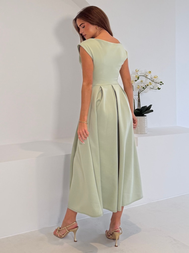 Girl In Mind Betty Asymmetric Neckline Skater Midi Dress - Larawan 2 ng 7