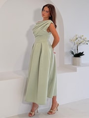 Girl In Mind Betty Asymmetric Neckline Skater Midi Dress - Larawan 6 ng 7