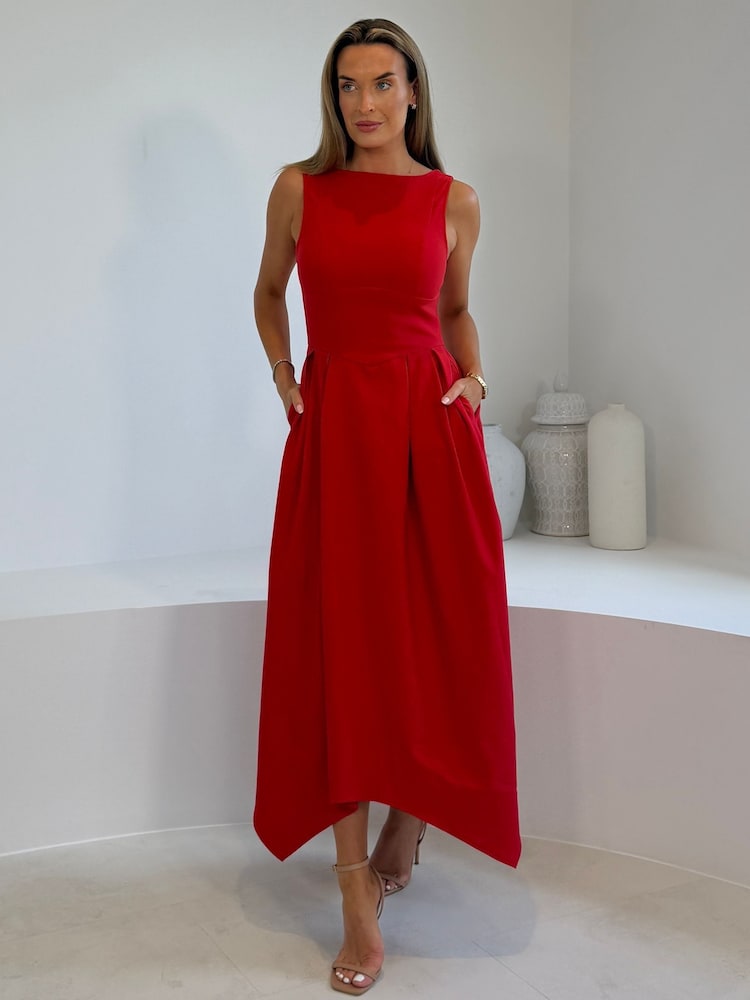 Girl In Mind Lydia Hanky ​​Hem Midi Dress - Larawan 1 ng 5