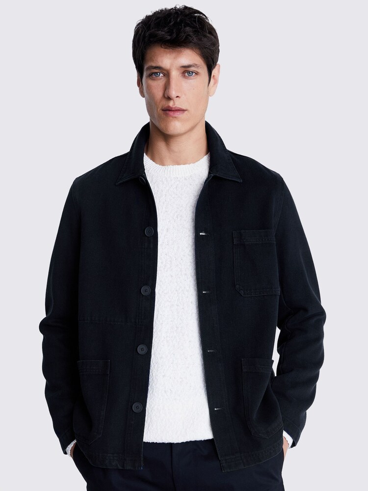MOSS Blue Denim 3 Pocket Shacket - Image 1 of 5