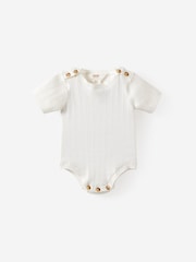 Cotton On White Knit Pointelle Short Sleeve Bubbysuit 2 Pack - Image 4 of 5