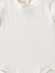 Cotton On White Knit Pointelle Short Sleeve Bubbysuit 2 Pack - Image 5 of 5