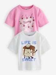 Cotton On Pink Baby Essential Short Sleeve Graphic T-Shirts 2 Pack - Image 1 of 8