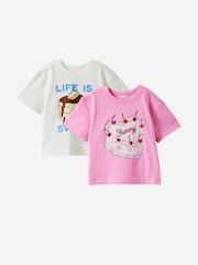 Cotton On Pink Baby Essential Short Sleeve Graphic T-Shirts 2 Pack - Image 2 of 8