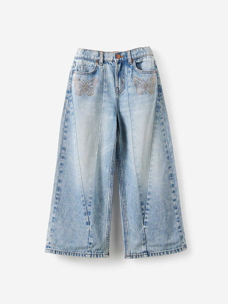 蓝色 - 蝴蝶 - Cotton On Super Wide Leg Denim Jeans - 3的图像1｝