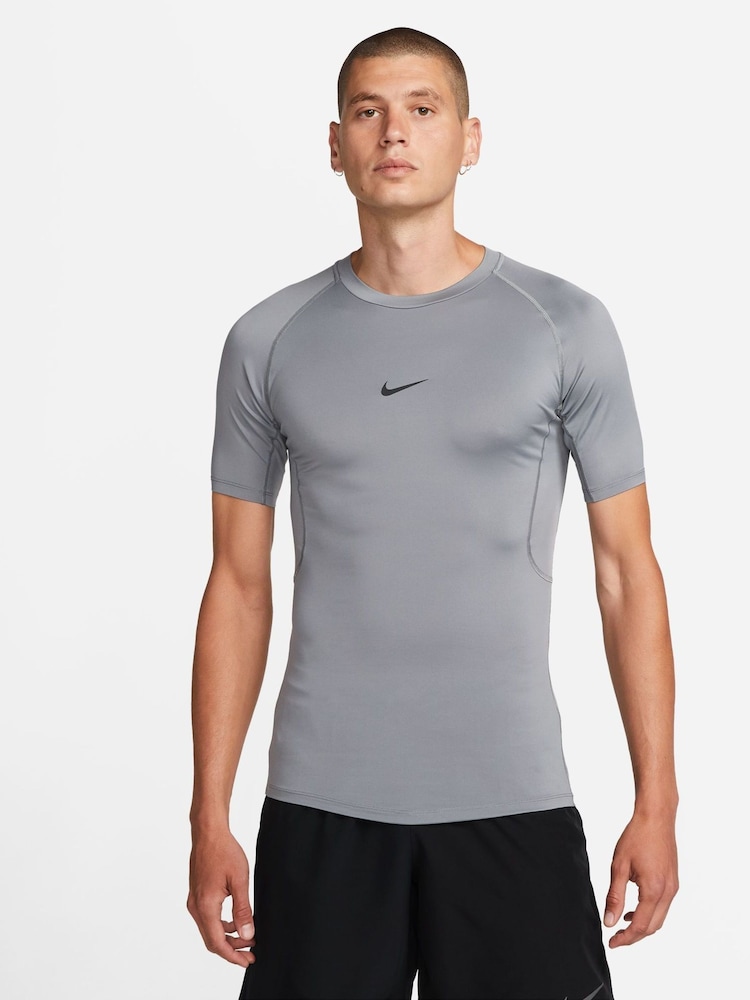 Nike Grey Pro Dri-FIT Tight Short Sleeve Top - Image 1 of 6