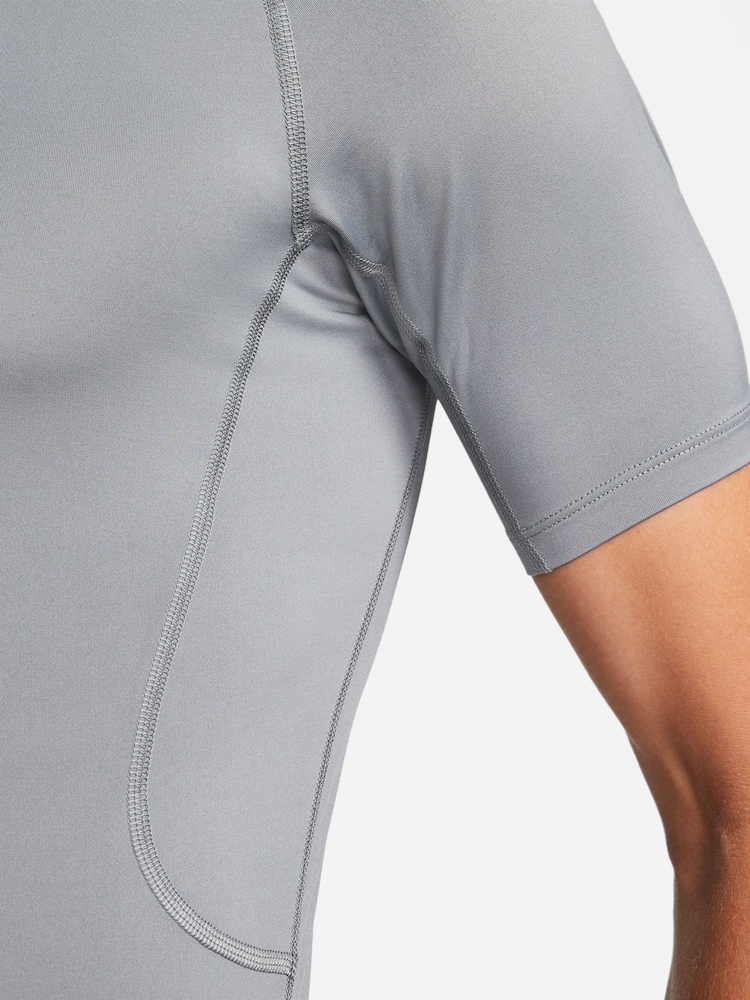 Nike Grey Pro Dri-FIT Tight Short Sleeve Top - Image 6 of 6