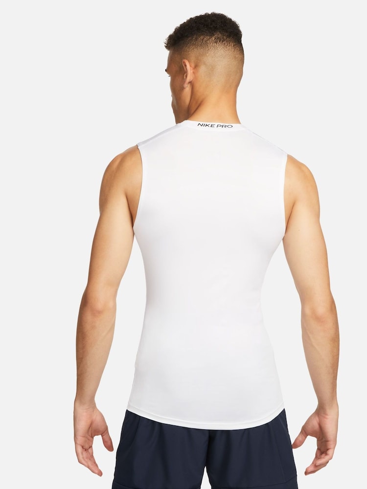 Nike White Pro Dri-FIT Tight Sleeveless Training Top - Image 2 of 5
