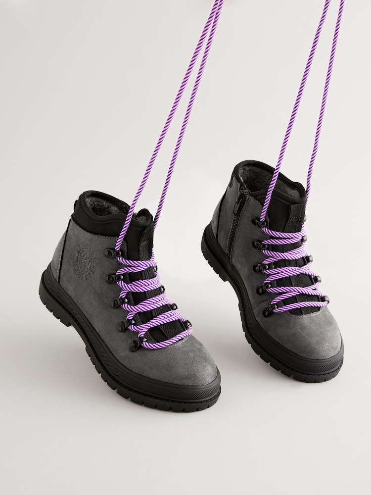 Grey Lace-Up Hiker Boots - Image 1 of 7